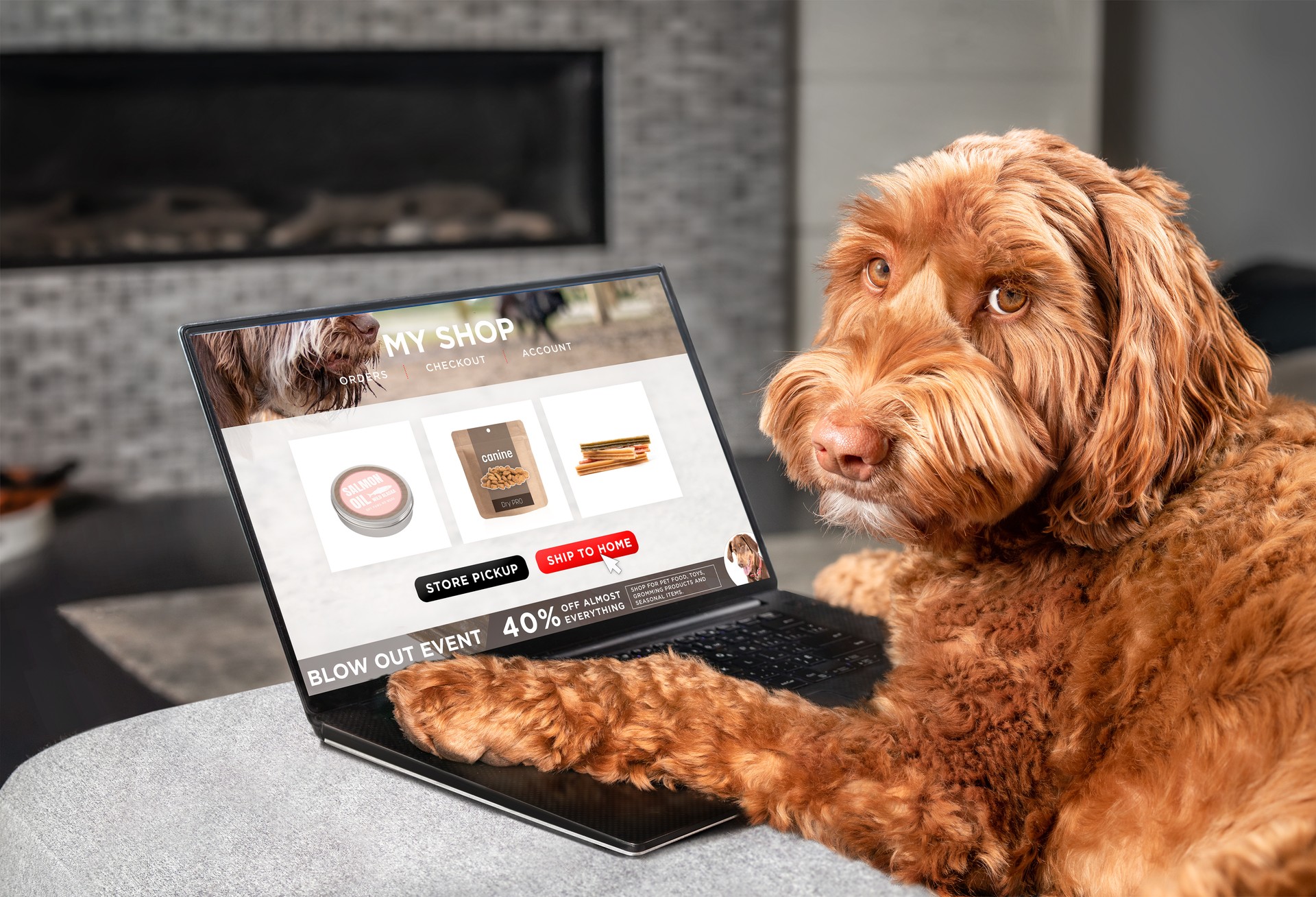 Labradoodle dog ordering online by internet for home delivery.